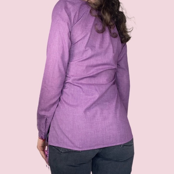 Insect Repellent Purple Long Sleeve Slit Button Down - Picture 6 of 12